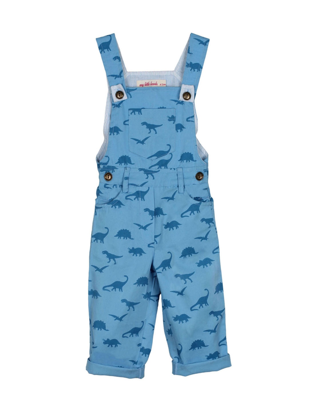 

My Little Lambs Unisex Blue Printed Dungarees