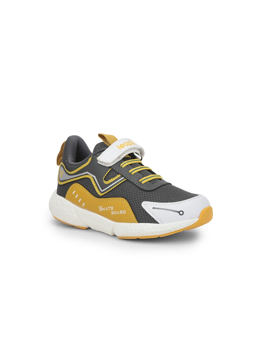 

Liberty Unisex Kids Grey & Mustard Yellow Running Shoes