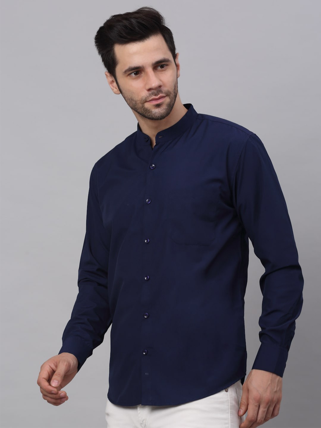 

NEUDIS Men Navy Blue Casual Shirt