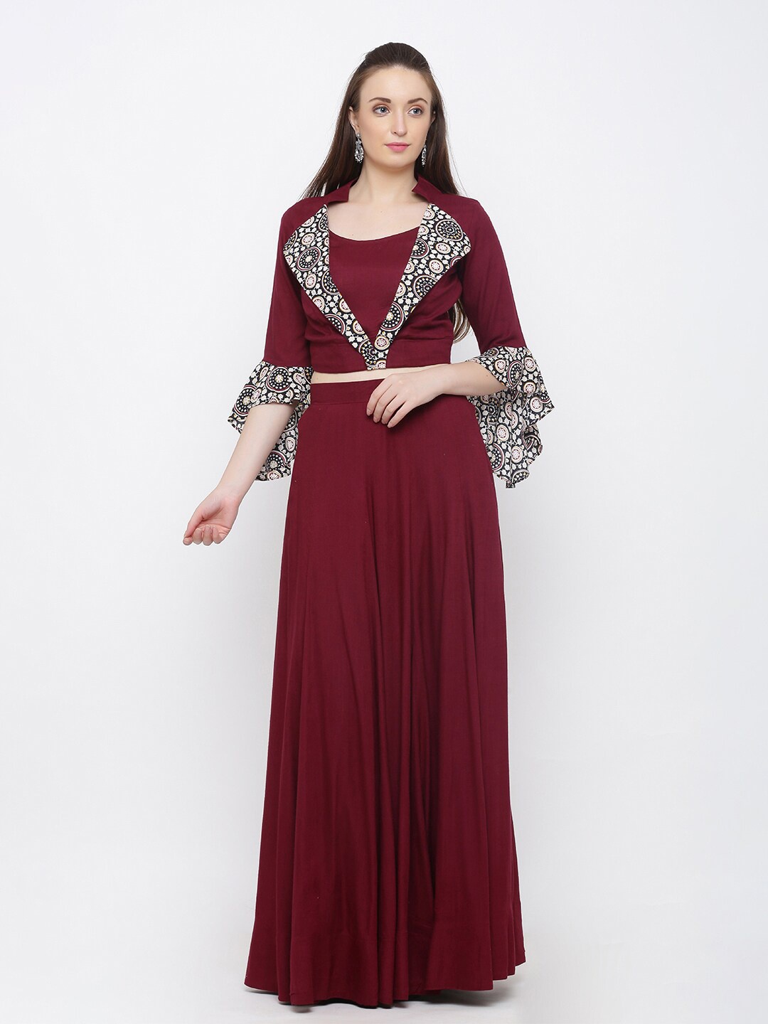 

Indian Virasat Magenta & Black Solid Lehenga Set