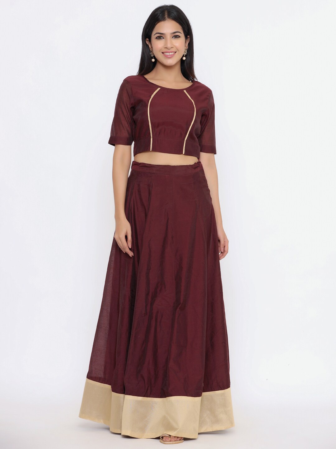 

Indian Virasat Magenta & Beige Lehenga Choli Set
