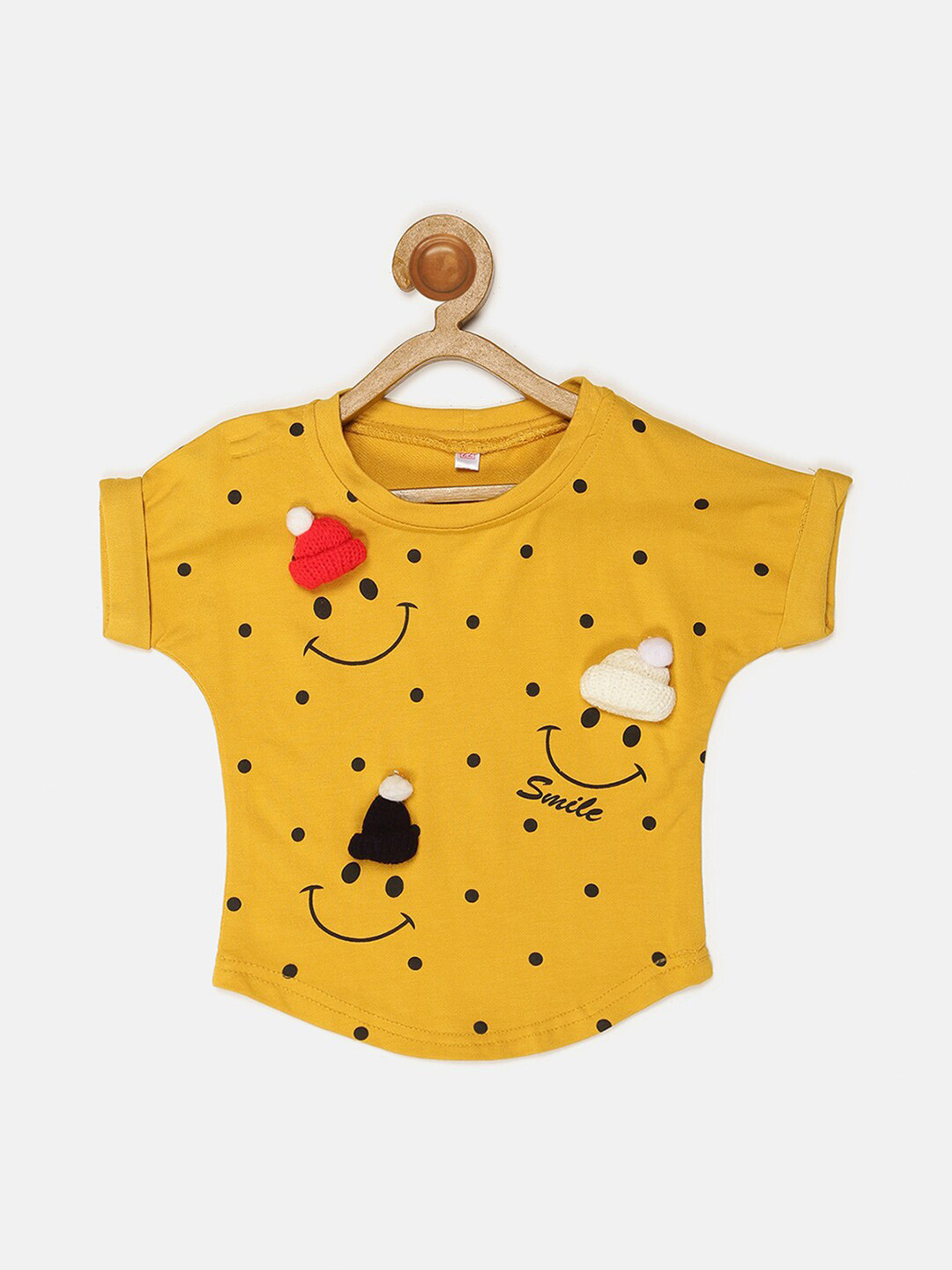 

V2 Value & Variety Girls Mustard Yellow & Black Printed T-shirt
