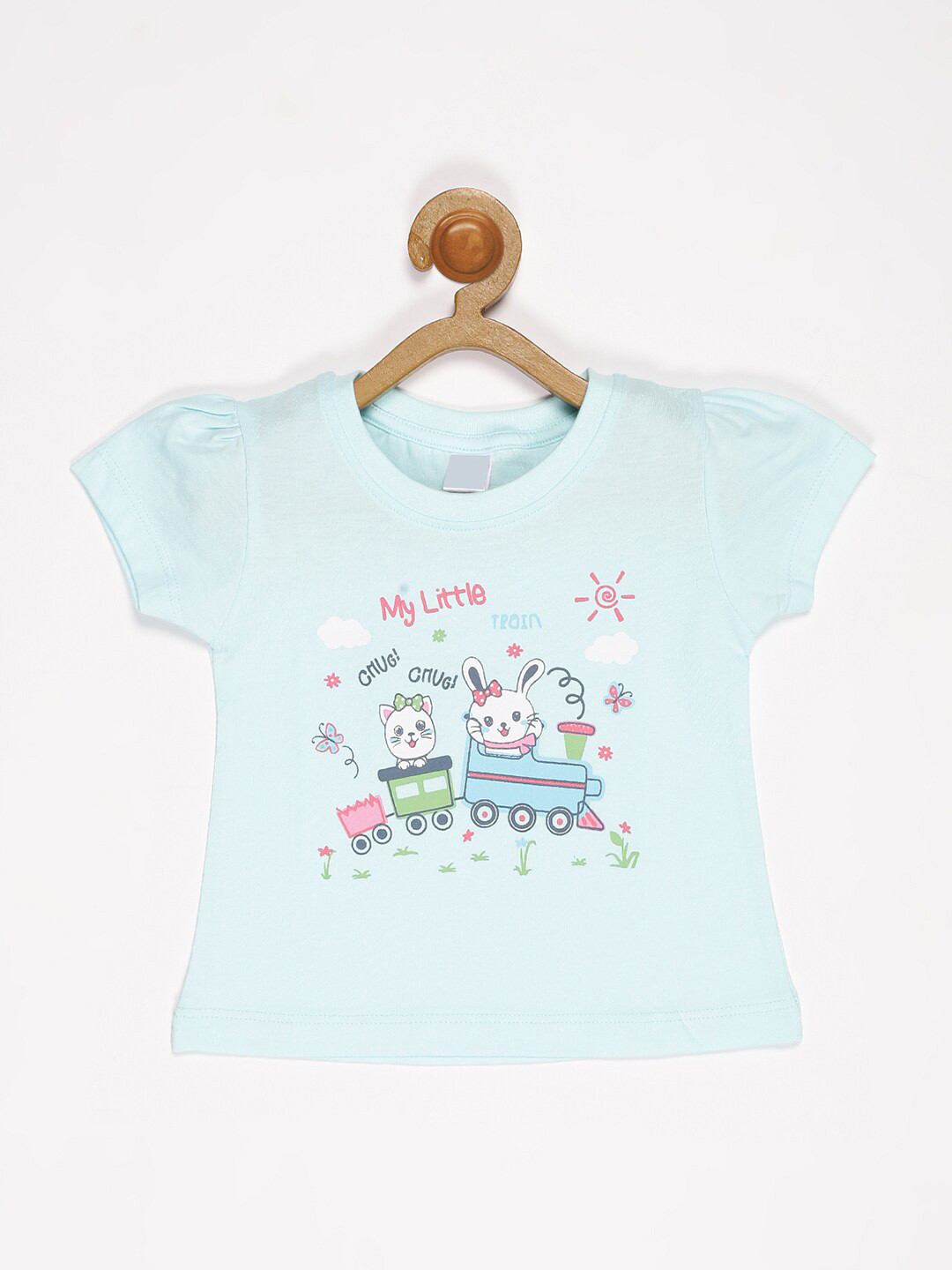 

V2 Value & Variety Girls Blue Printed Pure Cotton Top