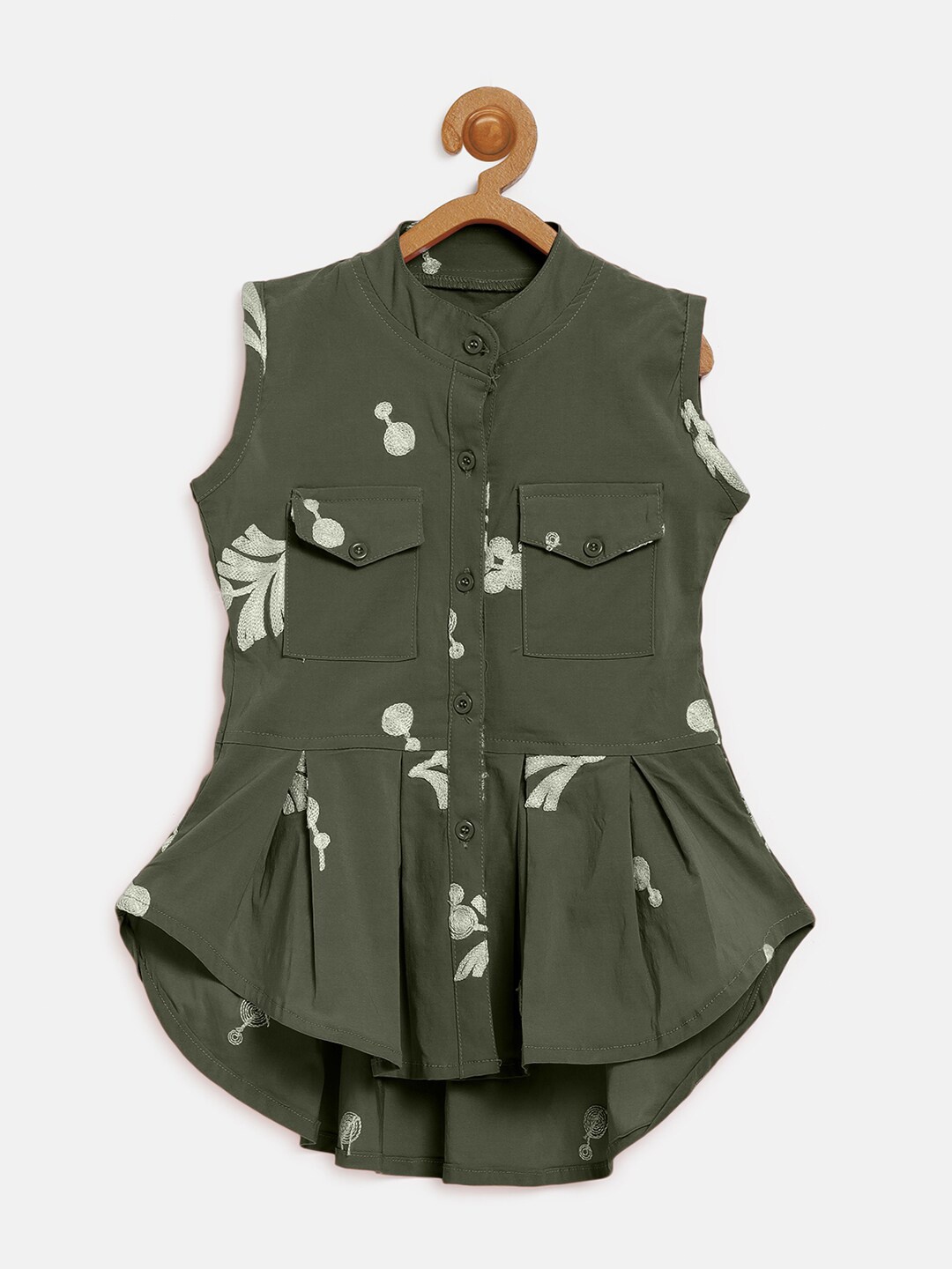 

V2 Value & Variety Green Floral Printed Peplum Top