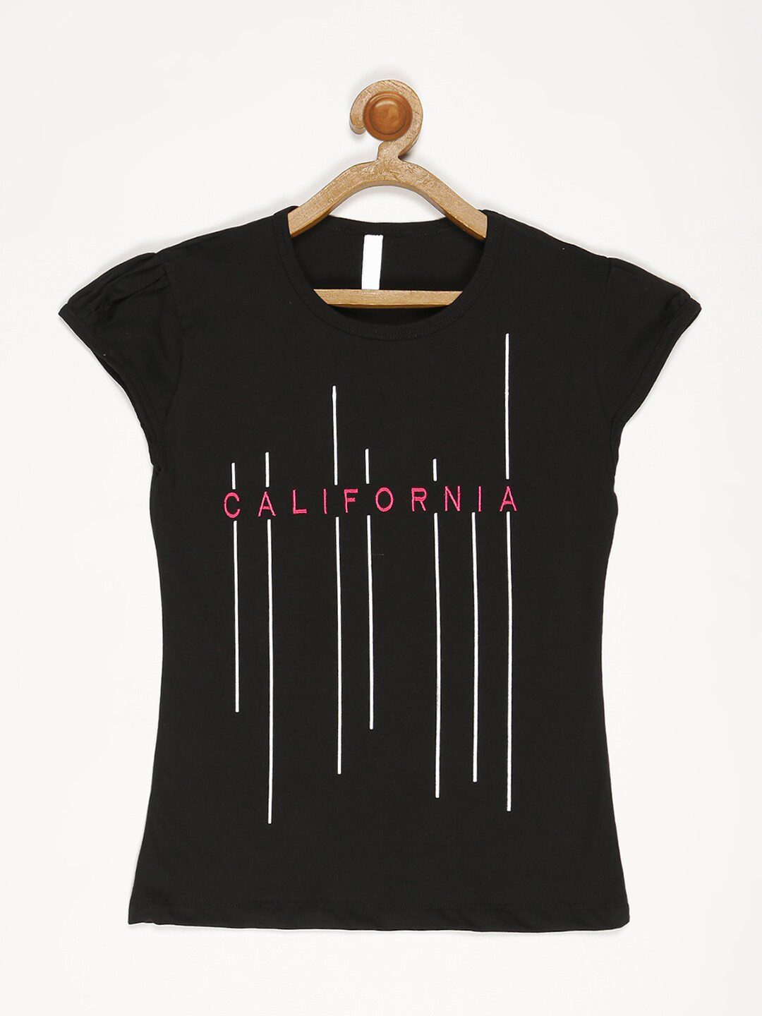 

V2 Value & Variety Black Printed Pure Cotton Top