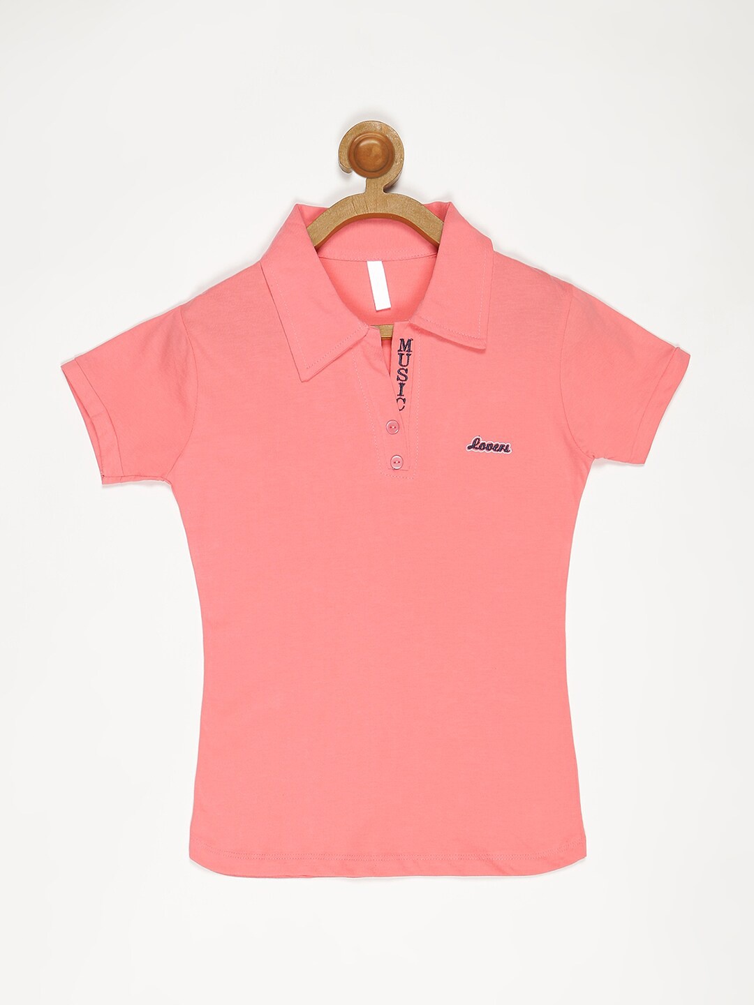 

V2 Value & Variety Girls Coral Polo Collar Cotton T-shirt