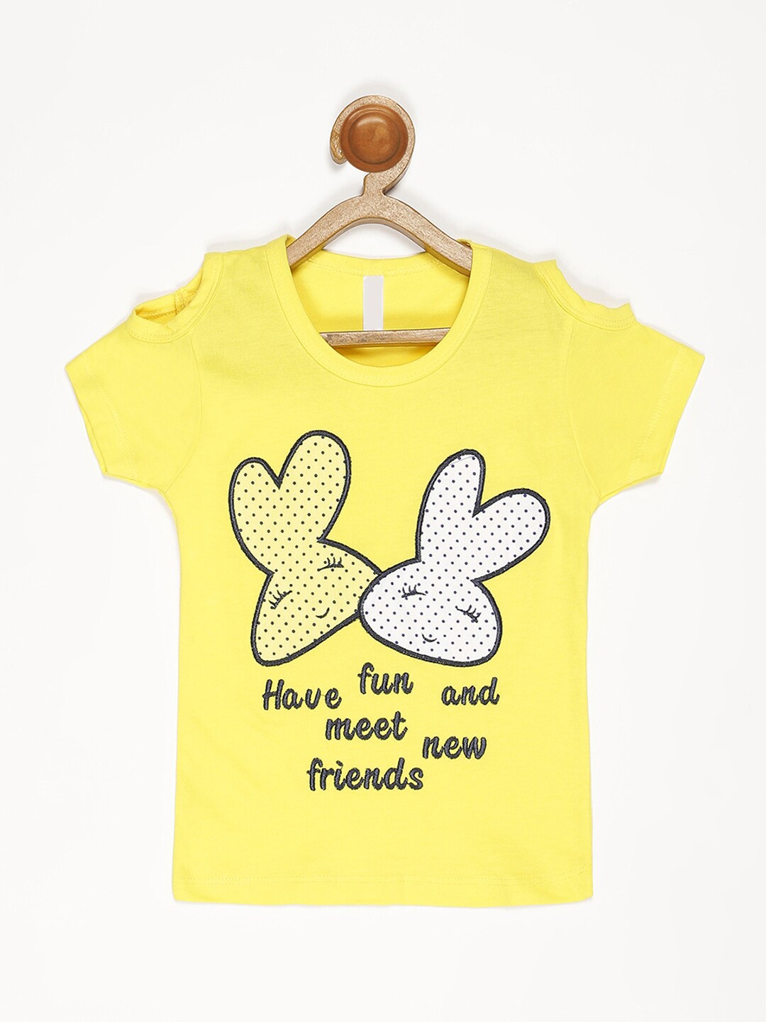 

V2 Value & Variety Yellow Printed Pure Cotton Regular Top