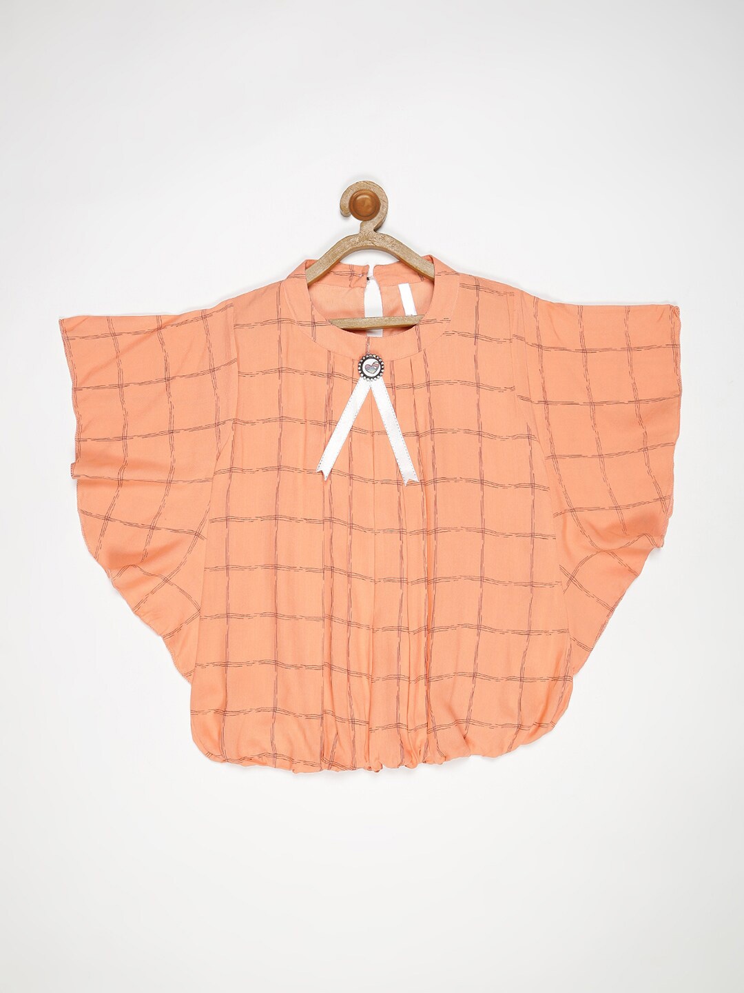 

V2 Value & Variety Pink Checked Crepe Cape Top