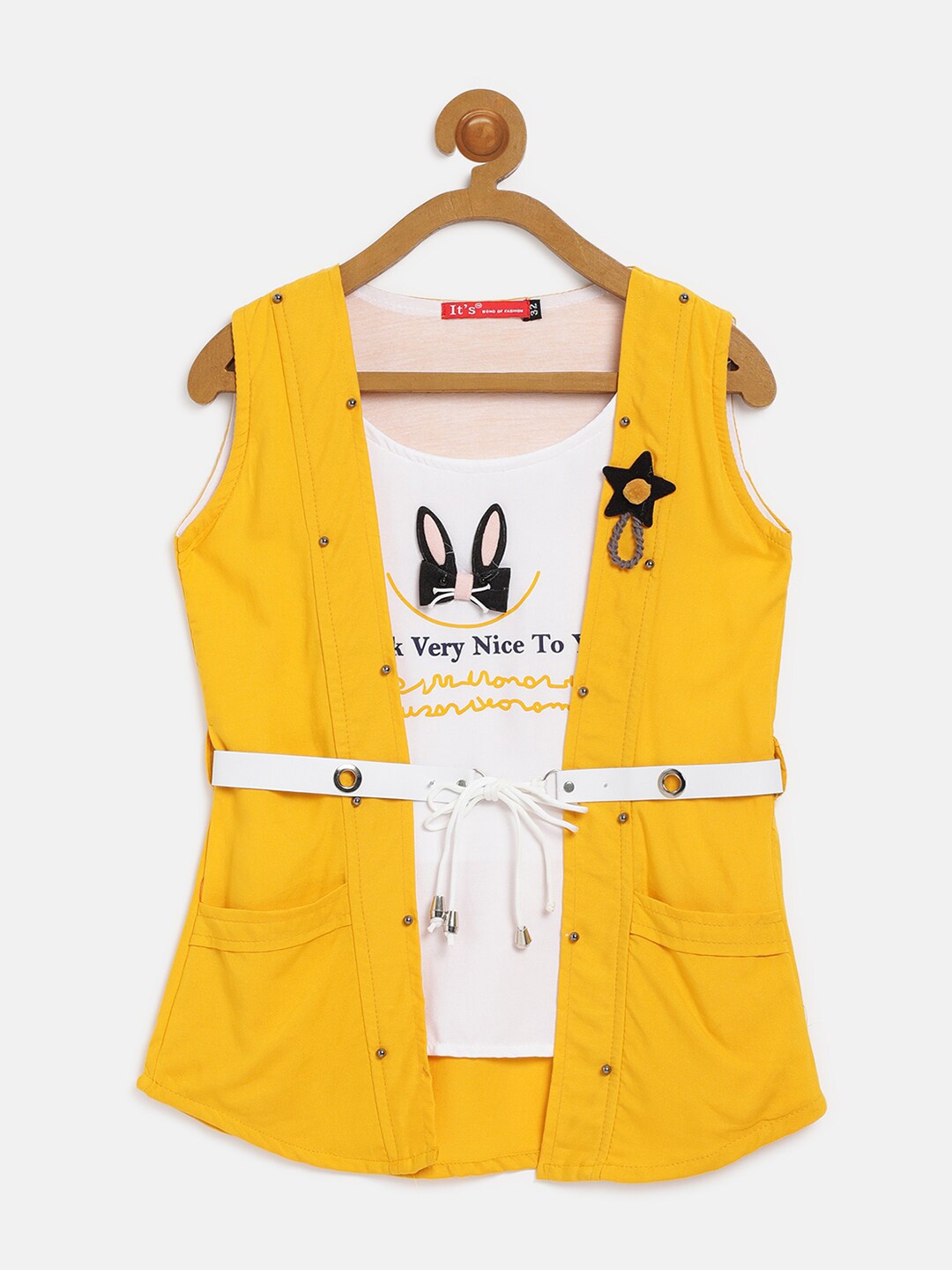 

V2 Value & Variety Girls Mustard Printed Top