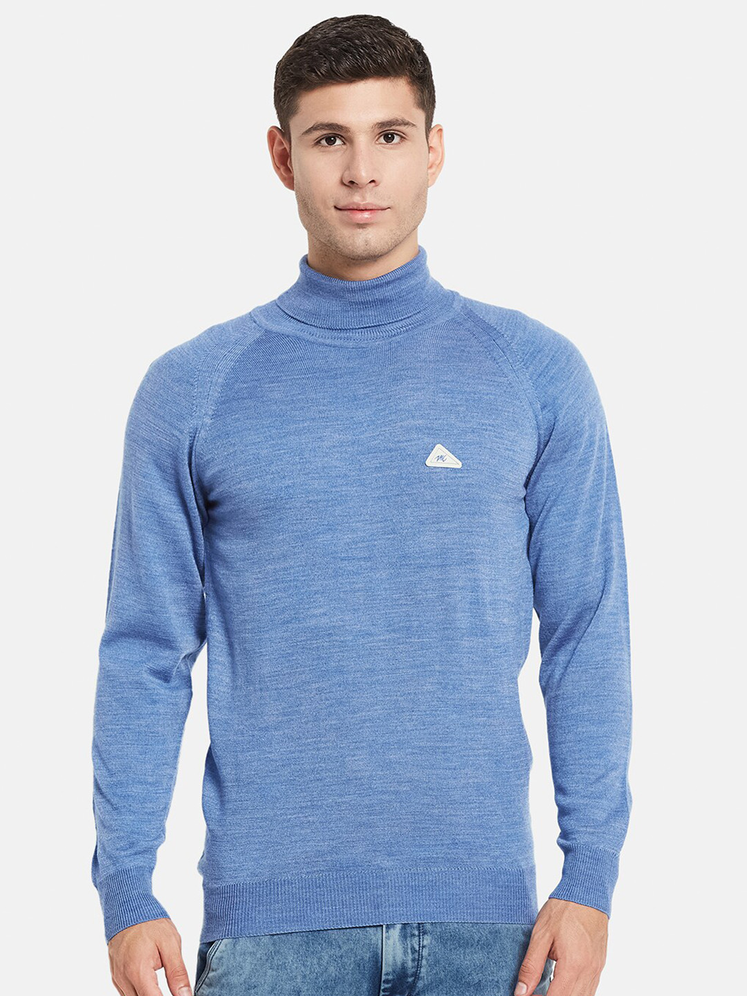 

Monte Carlo Men Blue Solid Turtle Neck Pullover
