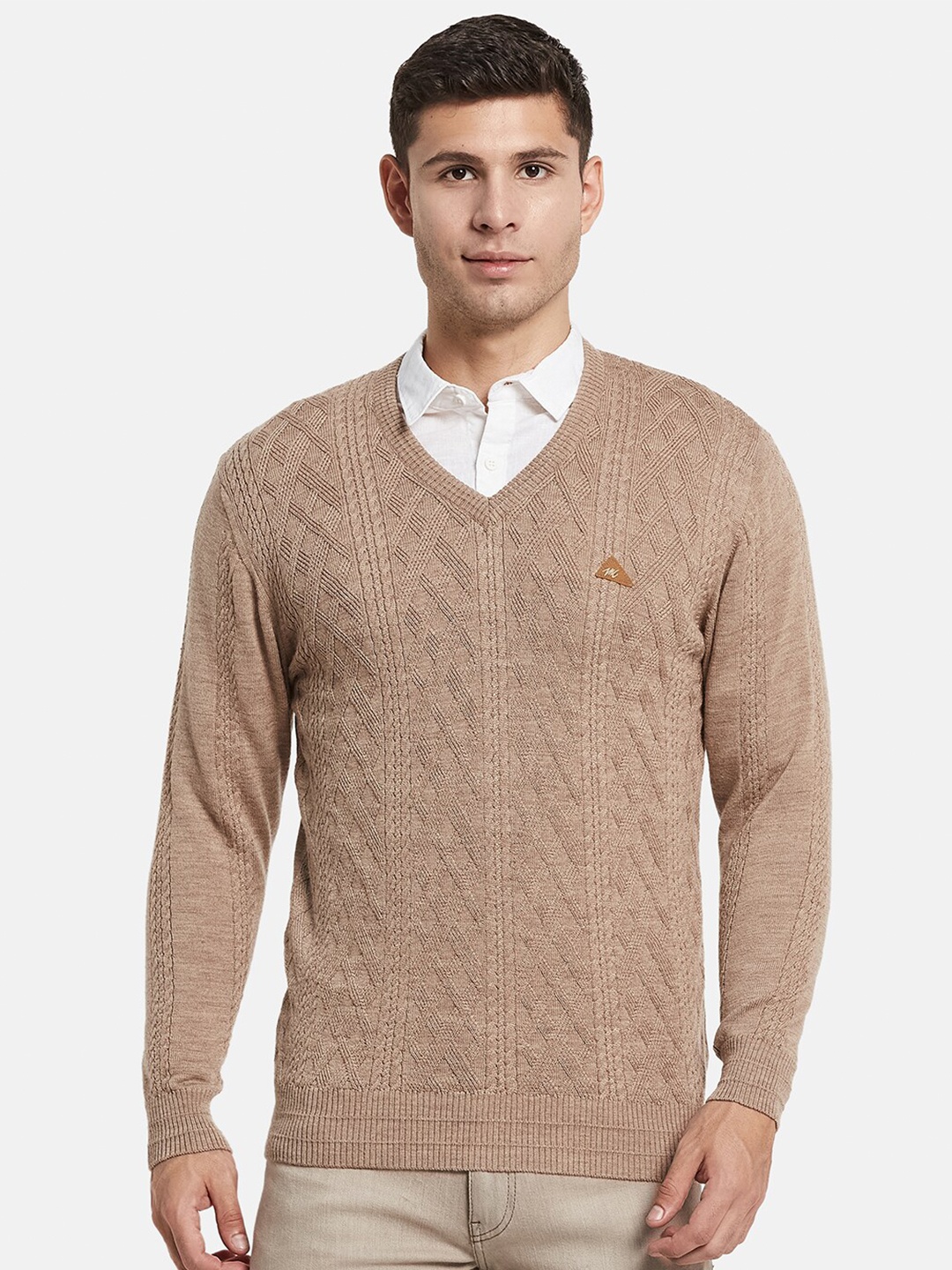 

Monte Carlo Men Brown Cable Knit Wool Pullover