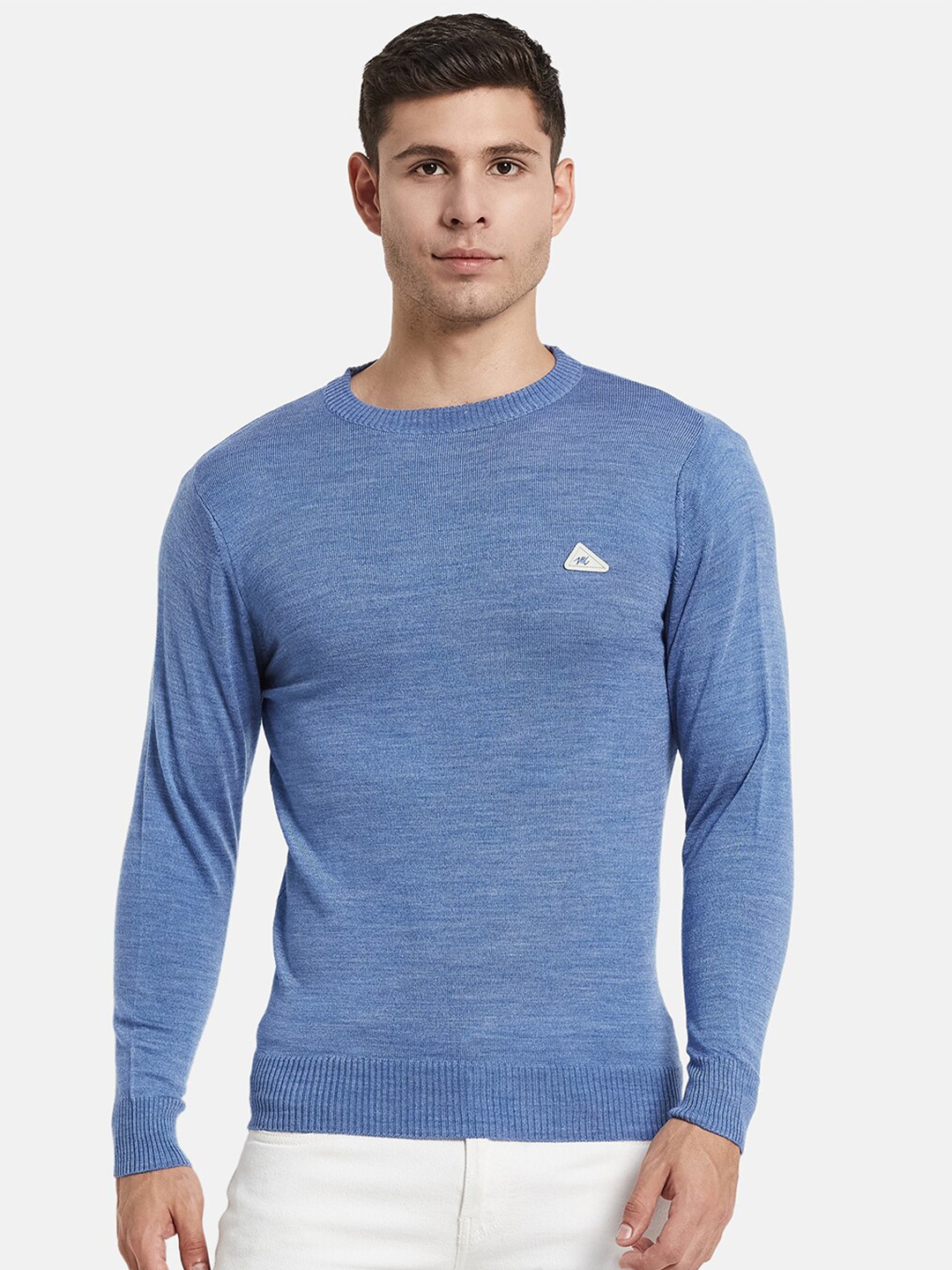 

Monte Carlo Men Blue Solid Round Neck Pullover