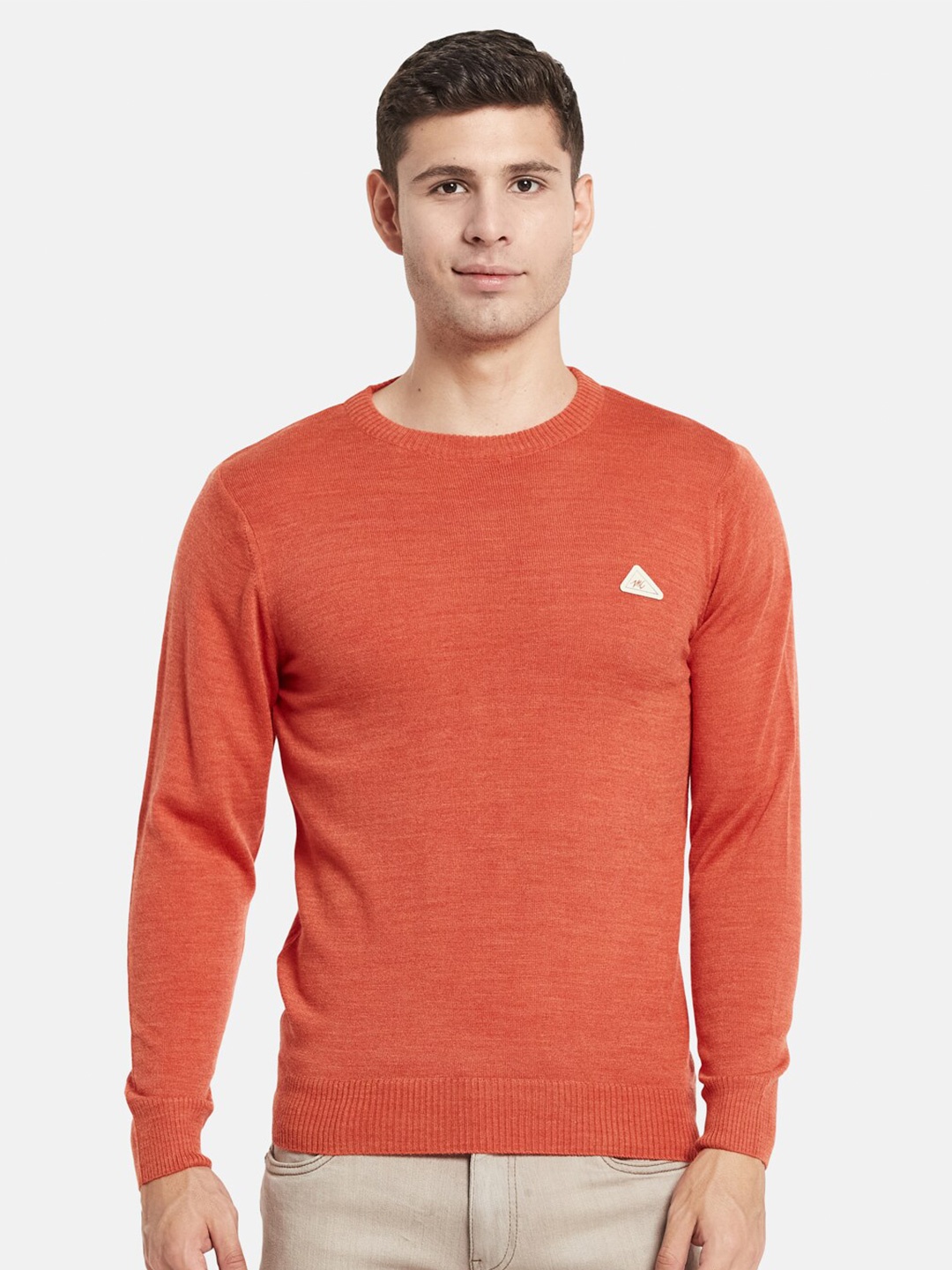 

Monte Carlo Men Orange Solid Round Neck Pullover
