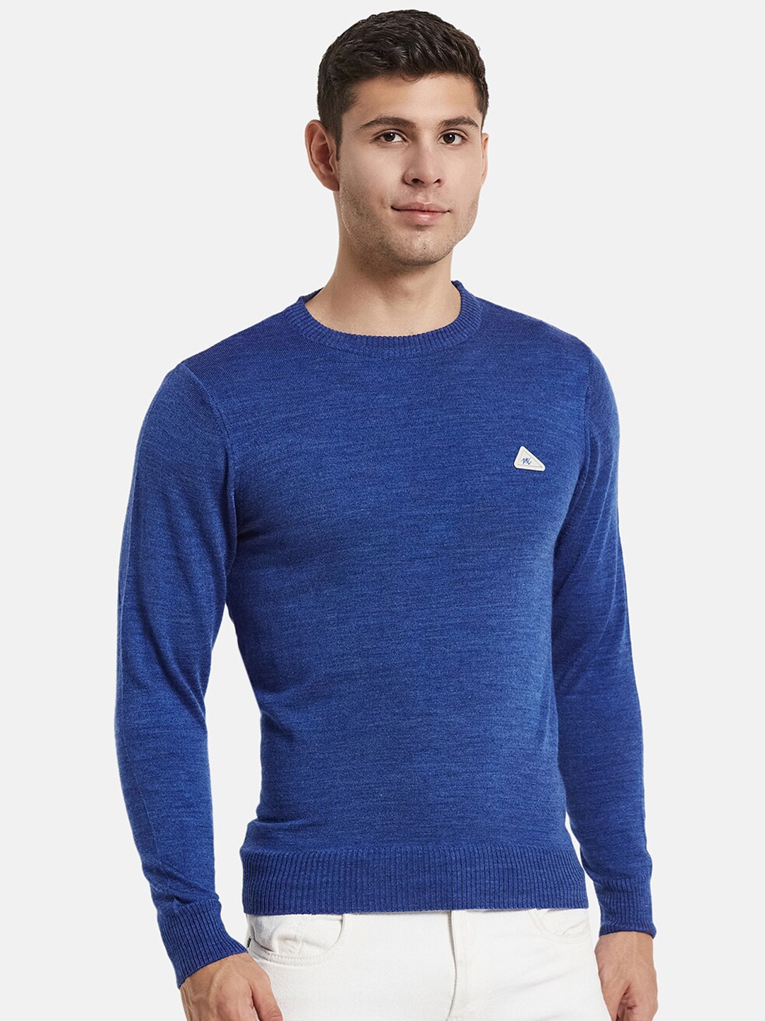 

Monte Carlo Men Blue Solid Round Neck Pullover