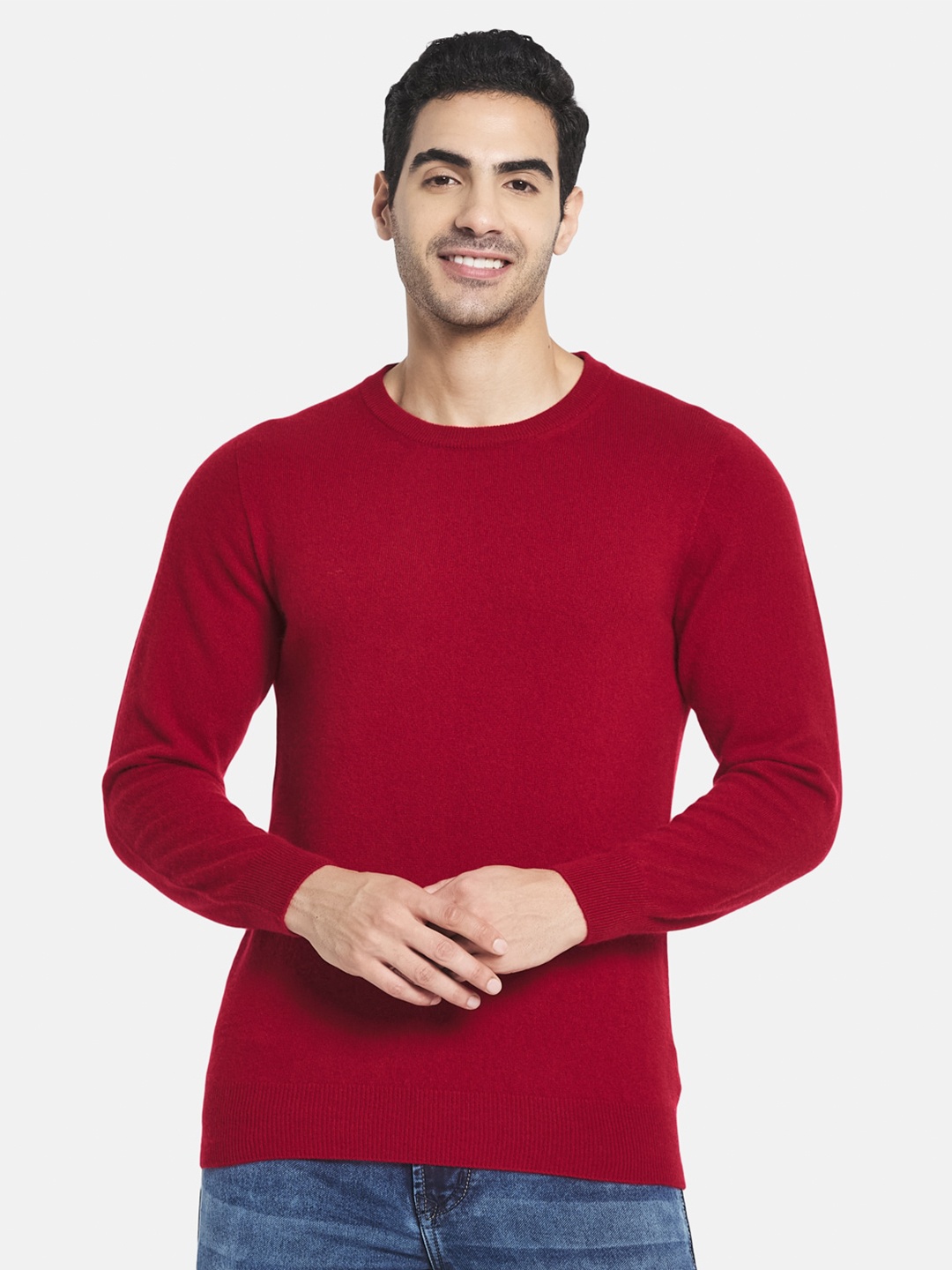 

Monte Carlo Men Maroon Ribbed Cashmere Pullover