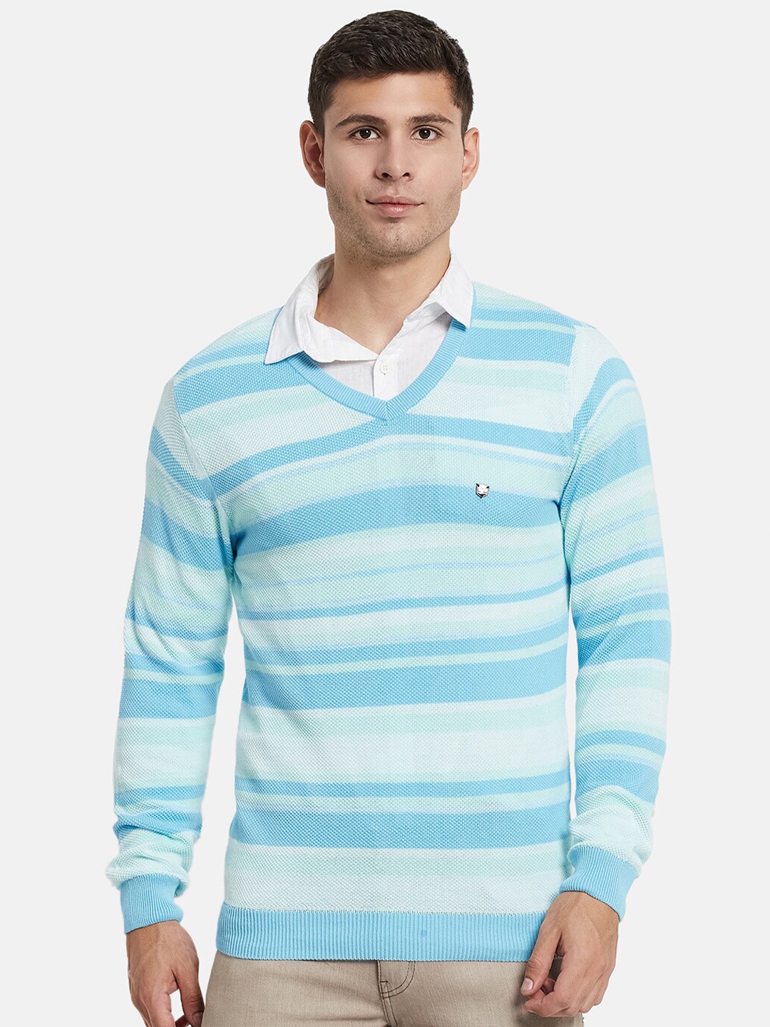 

Monte Carlo Men Blue Striped Pullover