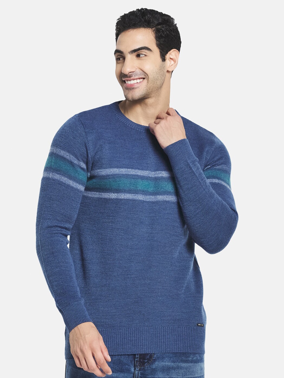 

Monte Carlo Men Blue Striped Pullover