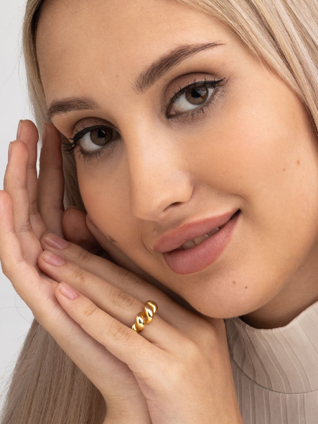 

PALMONAS 925 Sterling Silver 18K Gold-Plated Finger Ring