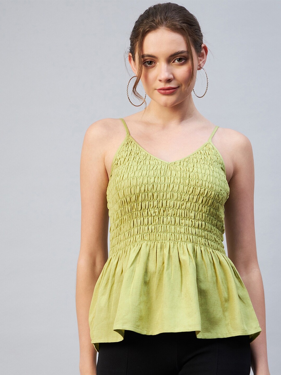 

Carlton London Lime Green Solid Peplum Top