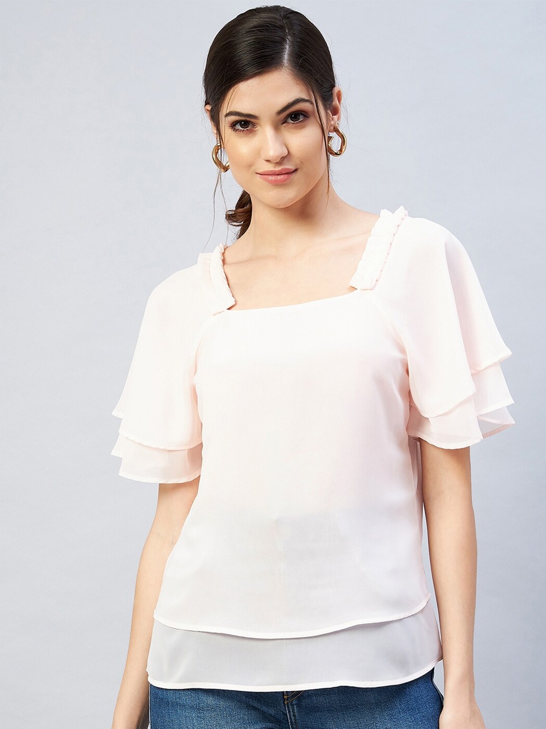 

RARE Pink Layered Georgette Top