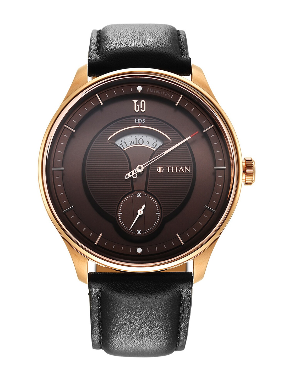 

Titan Men Black Embellished Dial & Black Leather Straps Analogue Watch 1890WL01