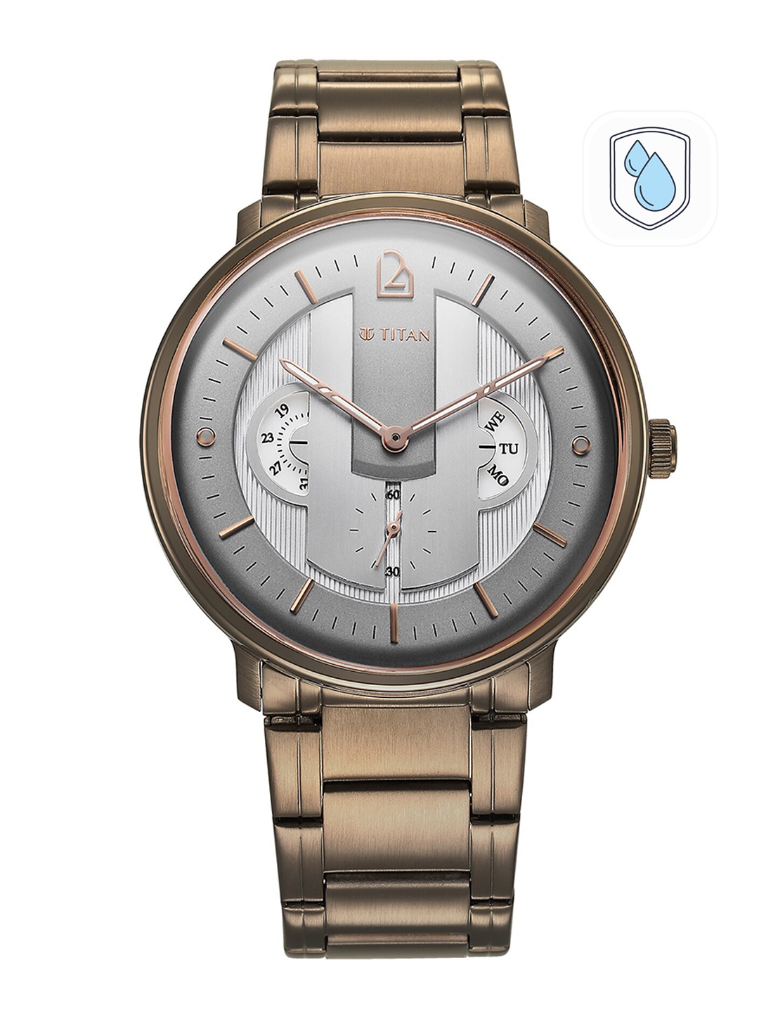 

Titan Men Grey Patterned Dial & Brown Stainless Steel Symphony Analogue Watch-1882QM01, Bronze