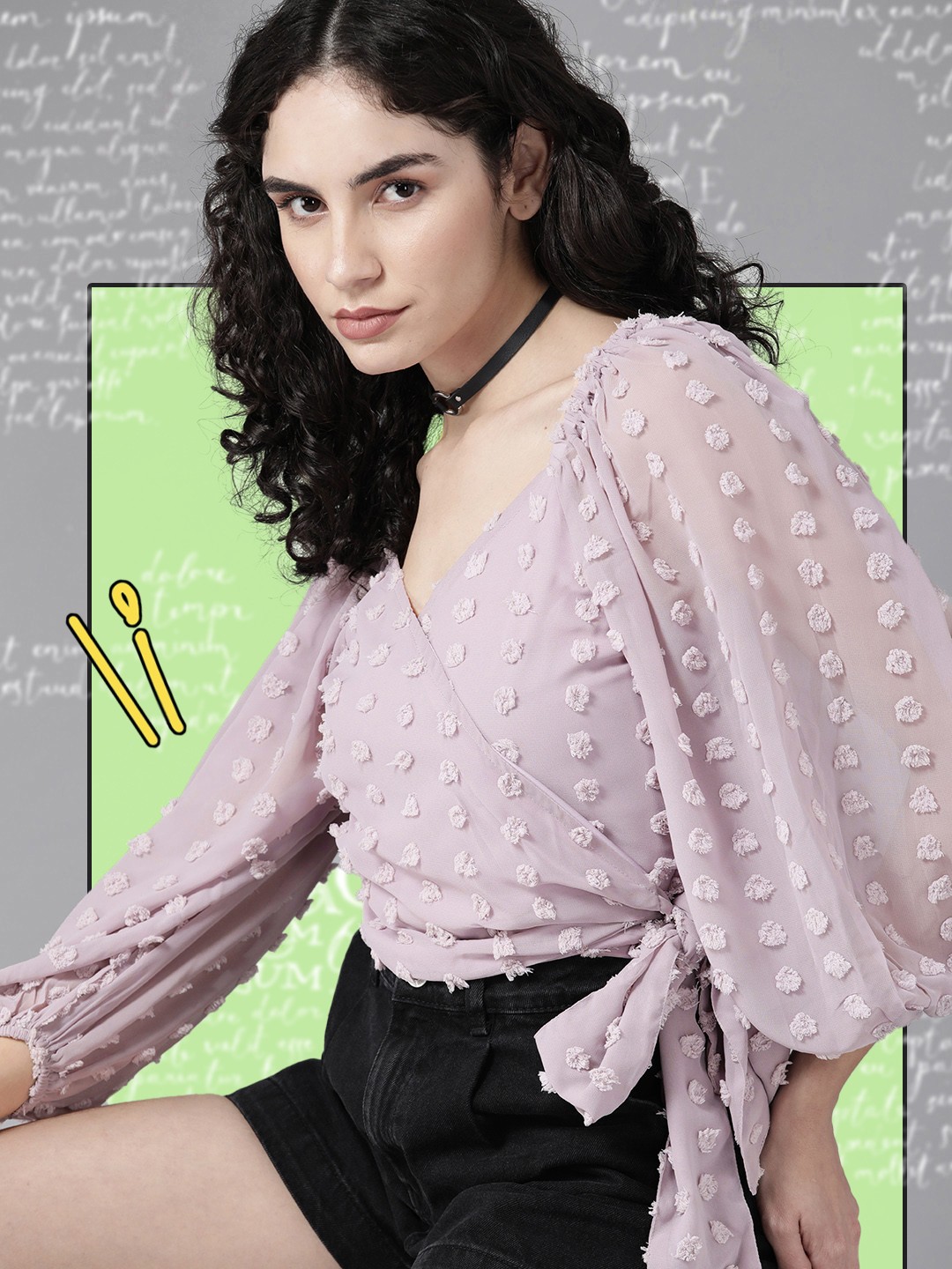 

Roadster Mauve Self Design Wrap Crop Top
