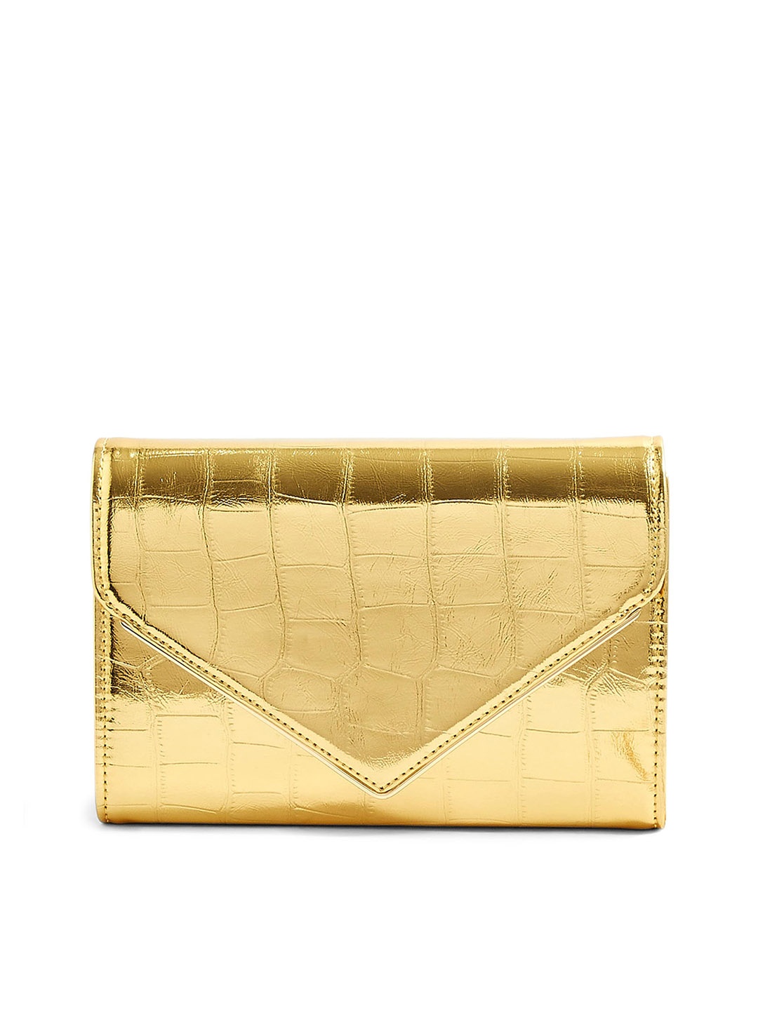 

Accessorize London Women's Gold Milly Croc Clutch Bag