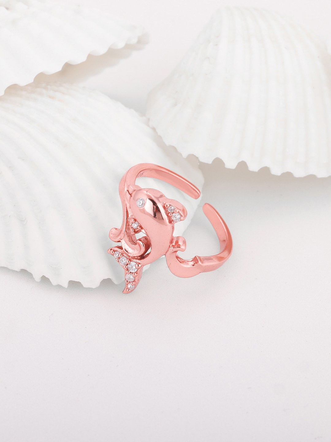

GIVA 925 Sterling Silver Rose-Gold-Plated White Cubic Zirconia -Studded Finger Ring