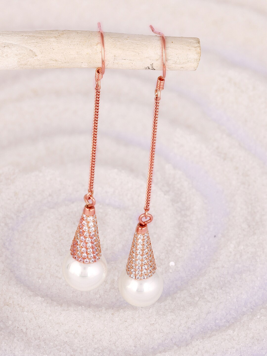 

GIVA 925 Sterling Silver Rose Gold Pearl Drop Earrings