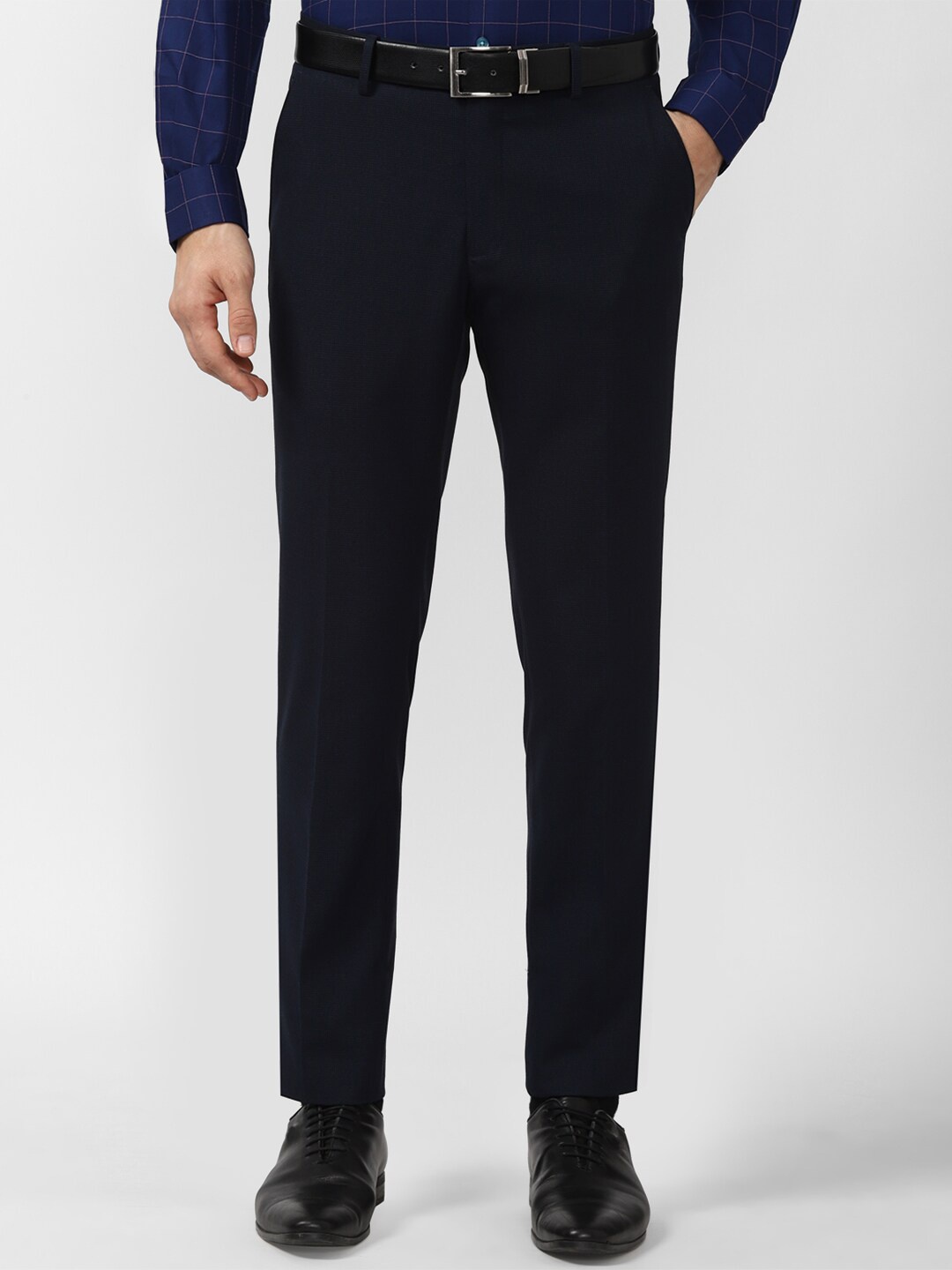 

Peter England Men Navy Blue Slim Fit Formal Trousers