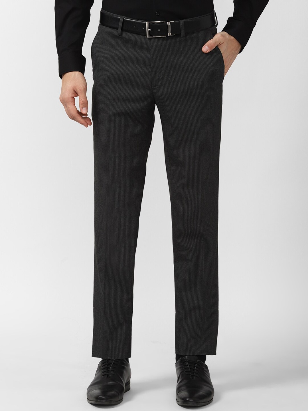 

Peter England Men Black Slim Fit Formal Trousers