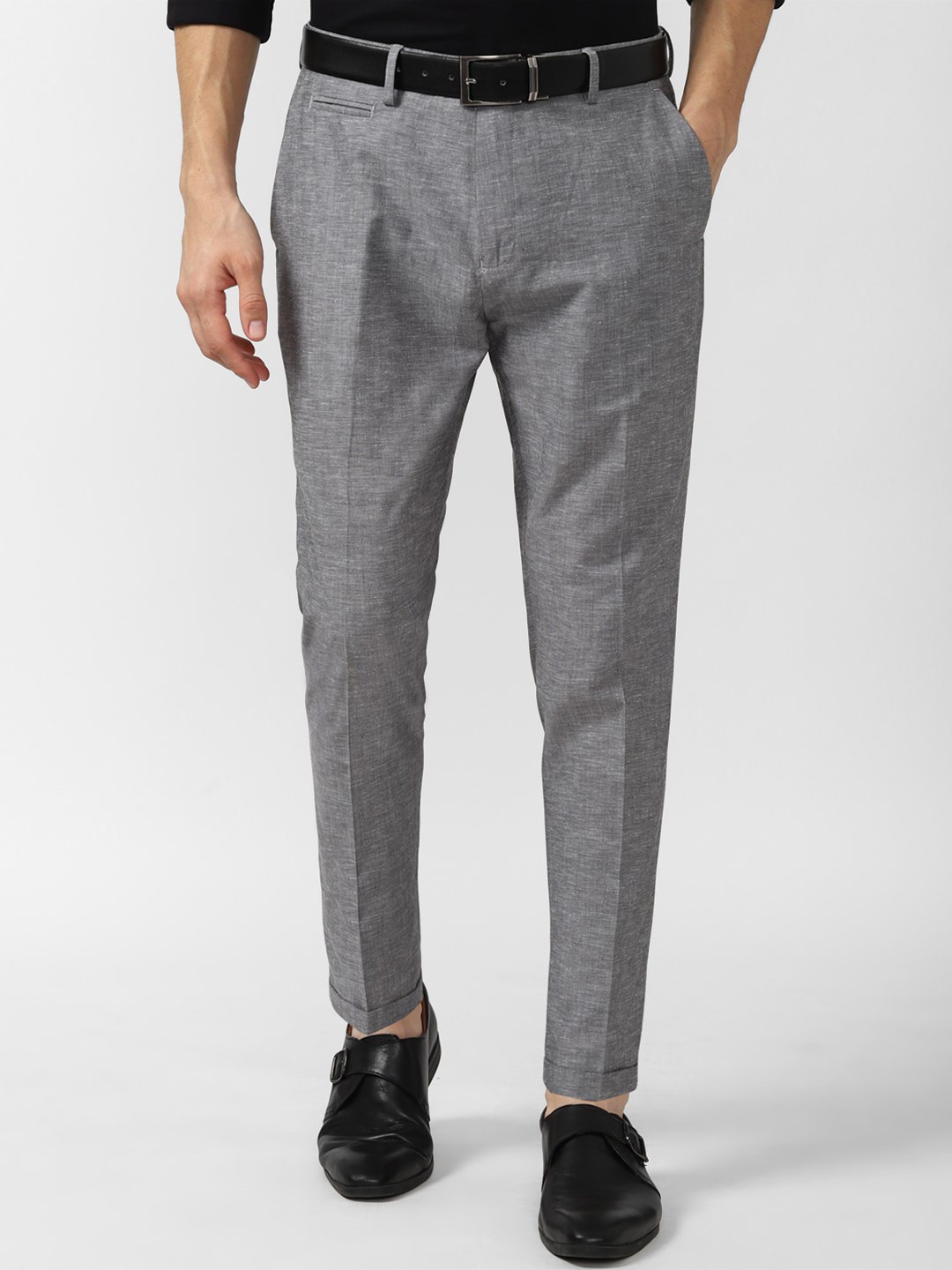 

Peter England Casuals Men Grey Slim Fit Trousers