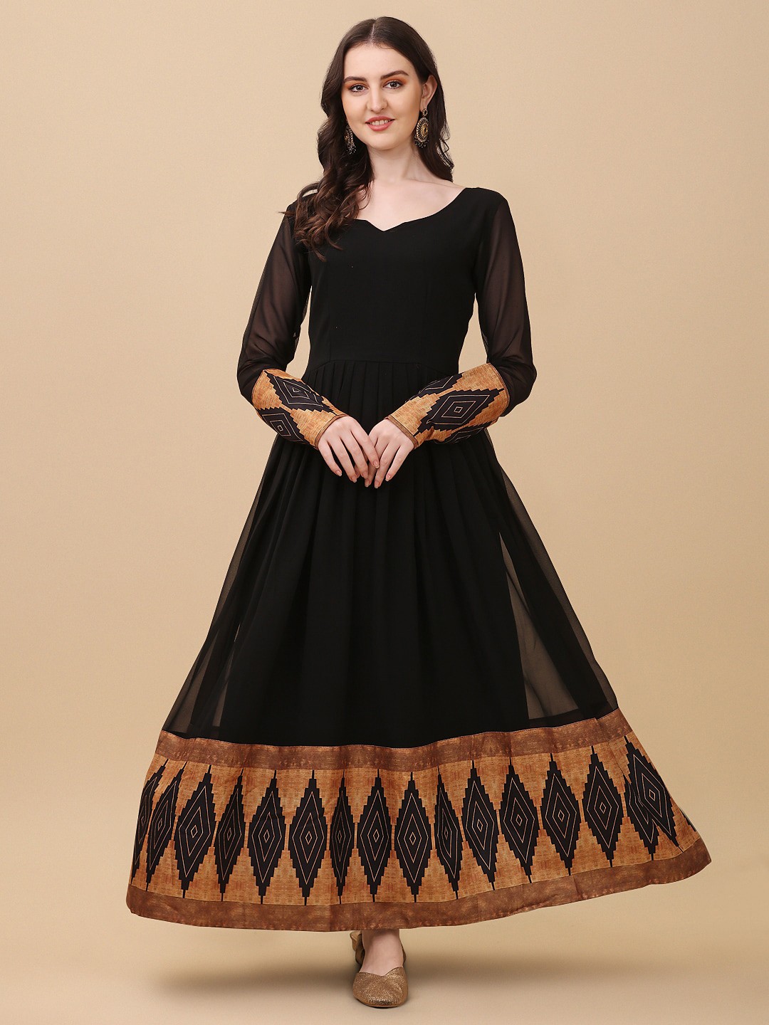 

Vidraa Western Store Black Georgette Ethnic Maxi Dress