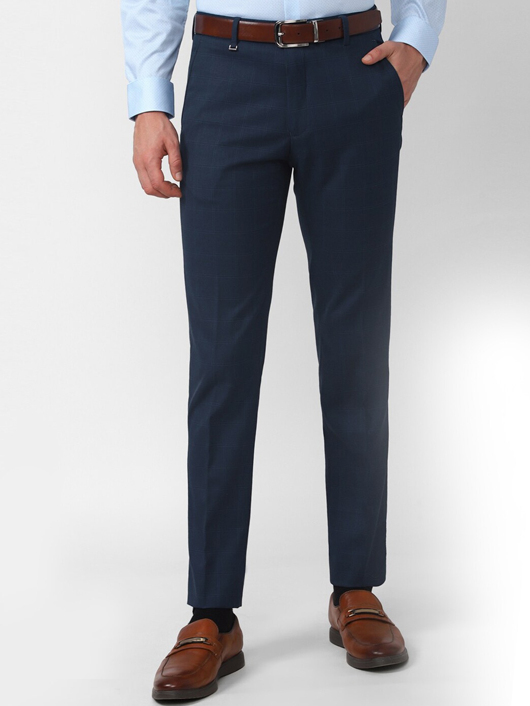 

Van Heusen Men Navy Blue Slim Fit Formal Trousers