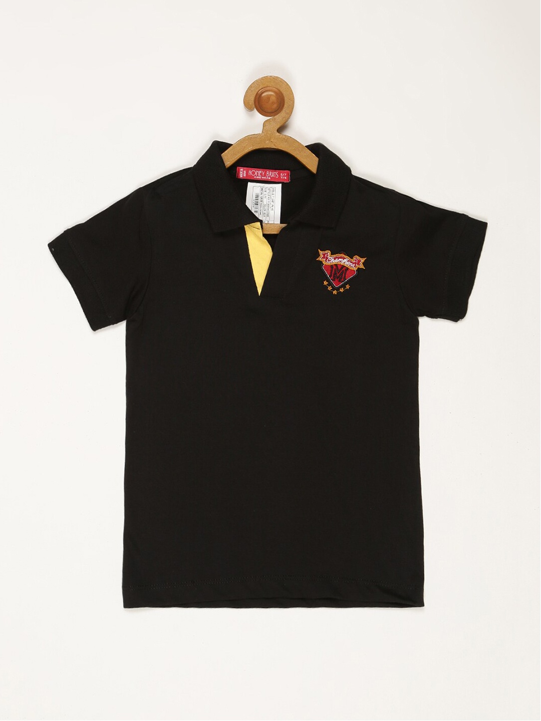 

V2 Value & Variety Boys Black Polo Collar T-shirt