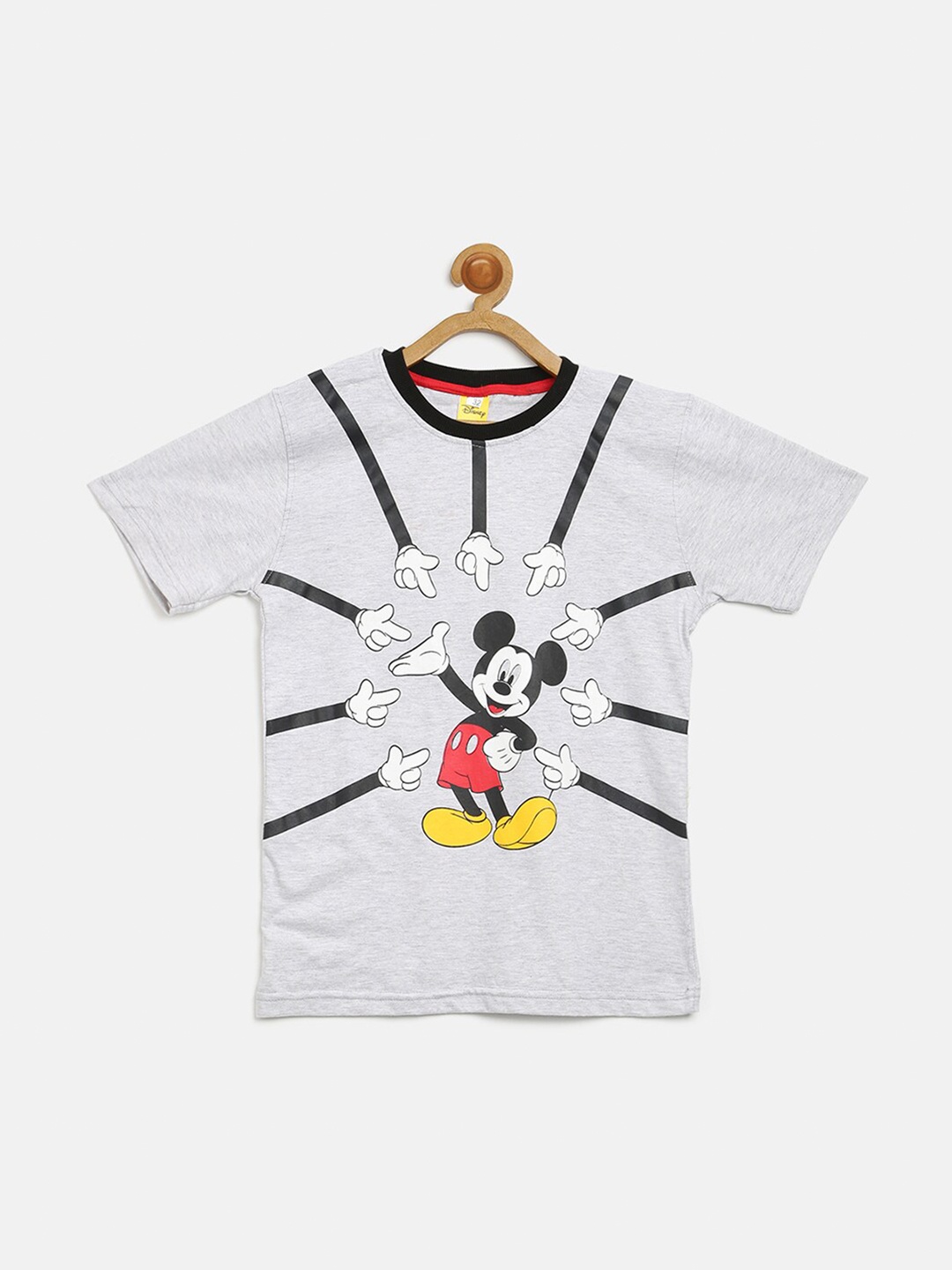 

V2 Value & Variety Boys Grey Melange Mickey Mouse Printed T-shirt