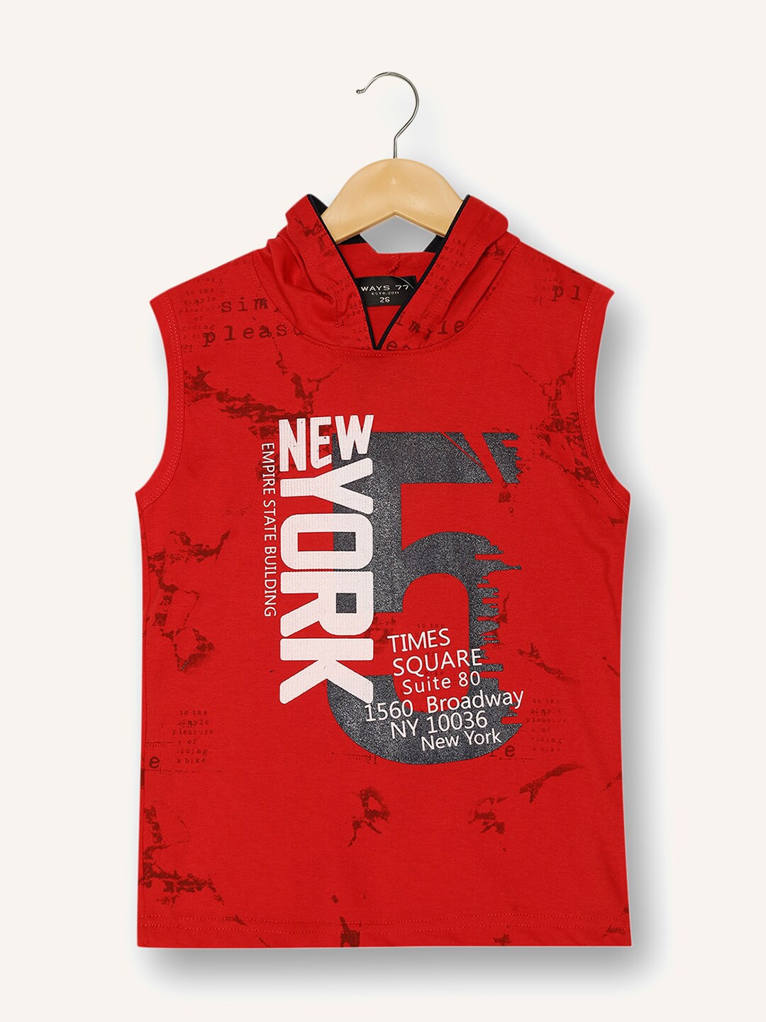 

V2 Value & Variety Boys Red Printed Hooded T-shirt