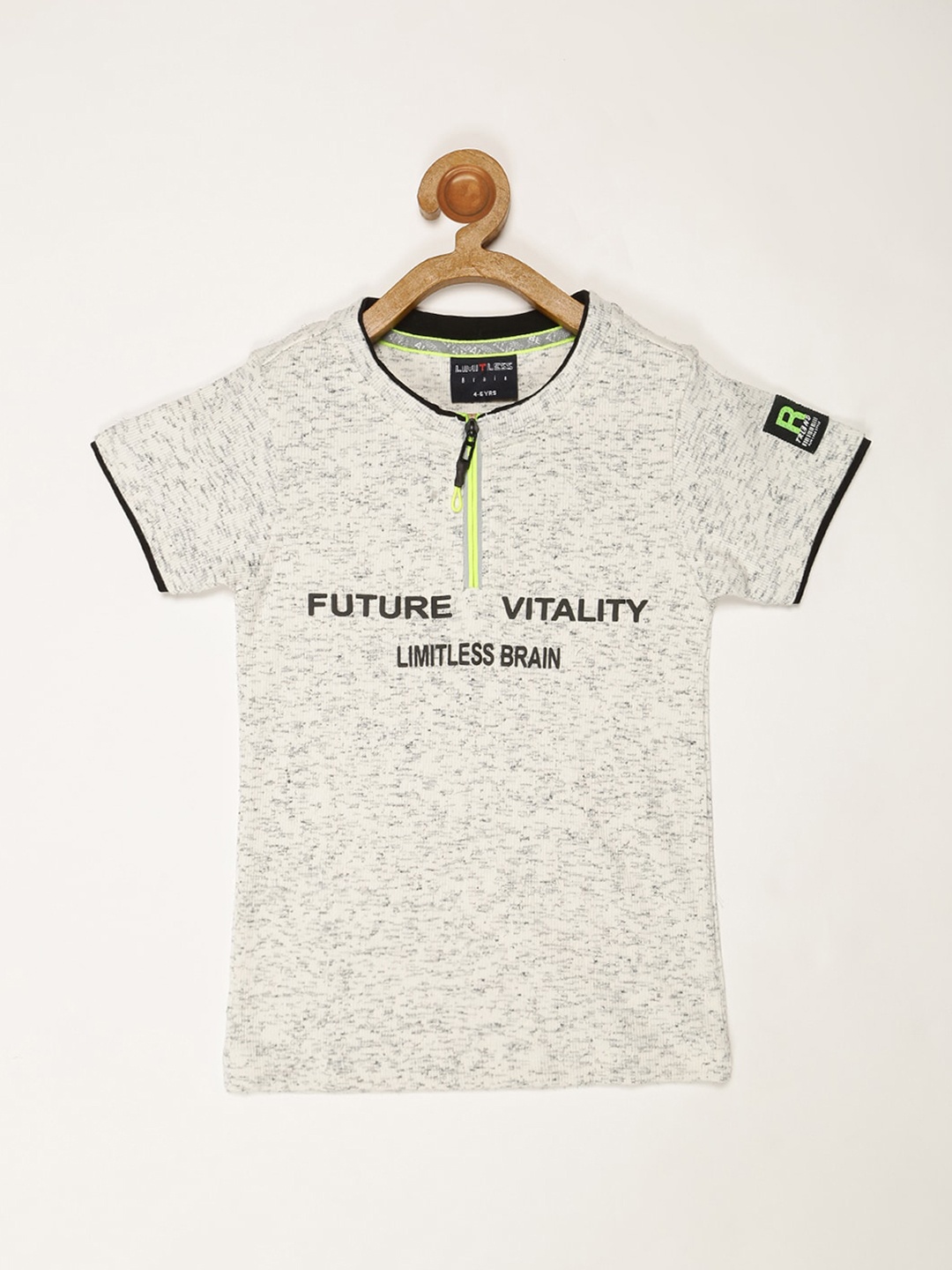 

V2 Value & Variety Boys Beige Typography Printed Henley Neck T-shirt