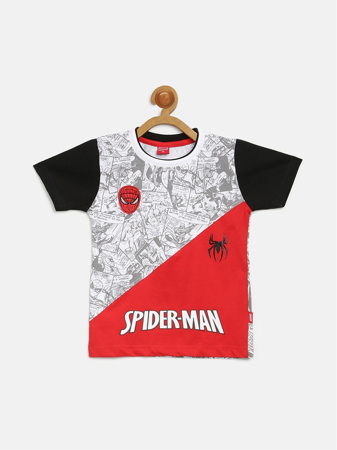 

V2 Value & Variety Boys Red & Black Spider-Man Colourblocked T-shirt