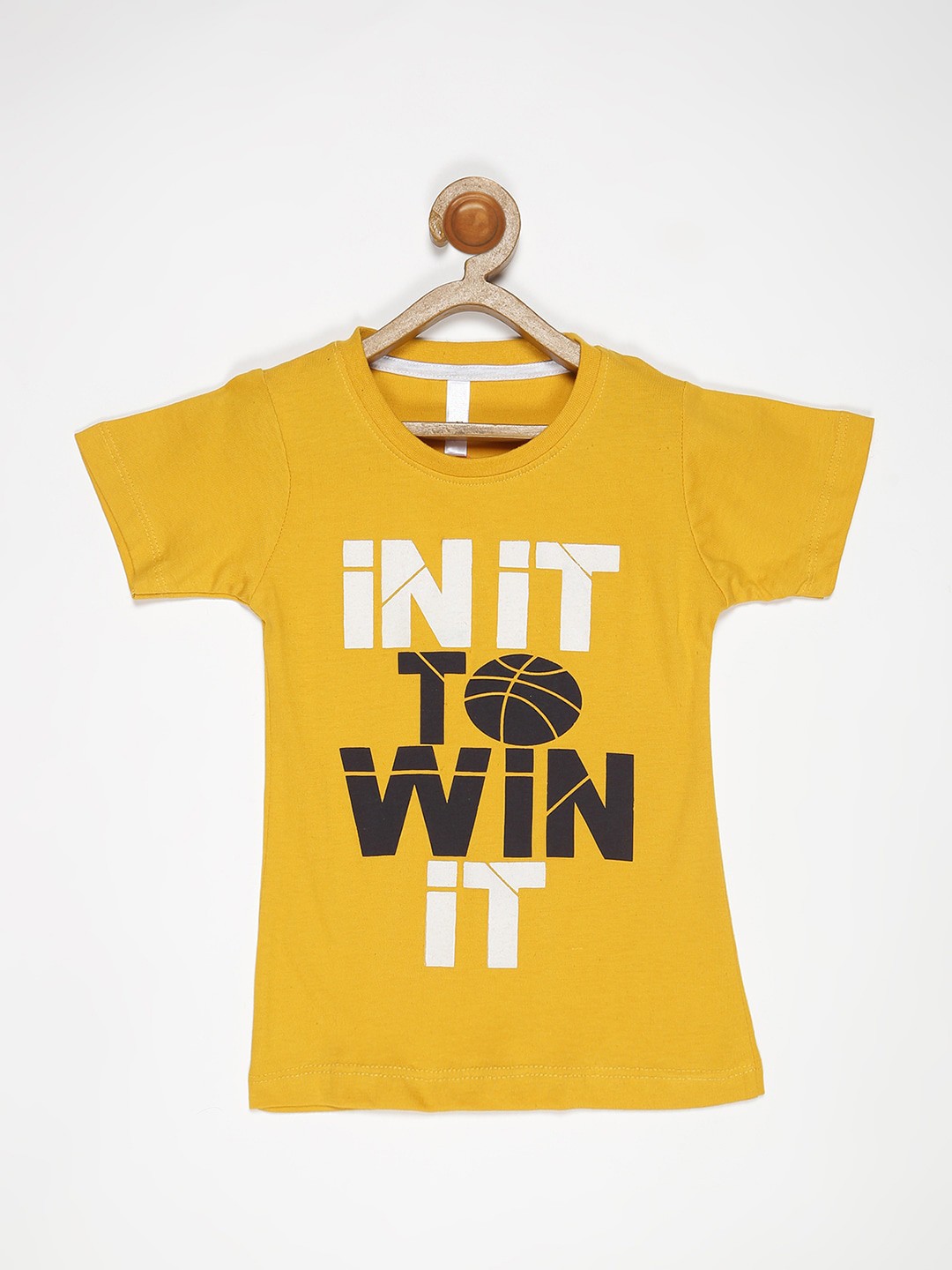 

V2 Value & Variety Boys Mustard Yellow Typography Printed T-shirt