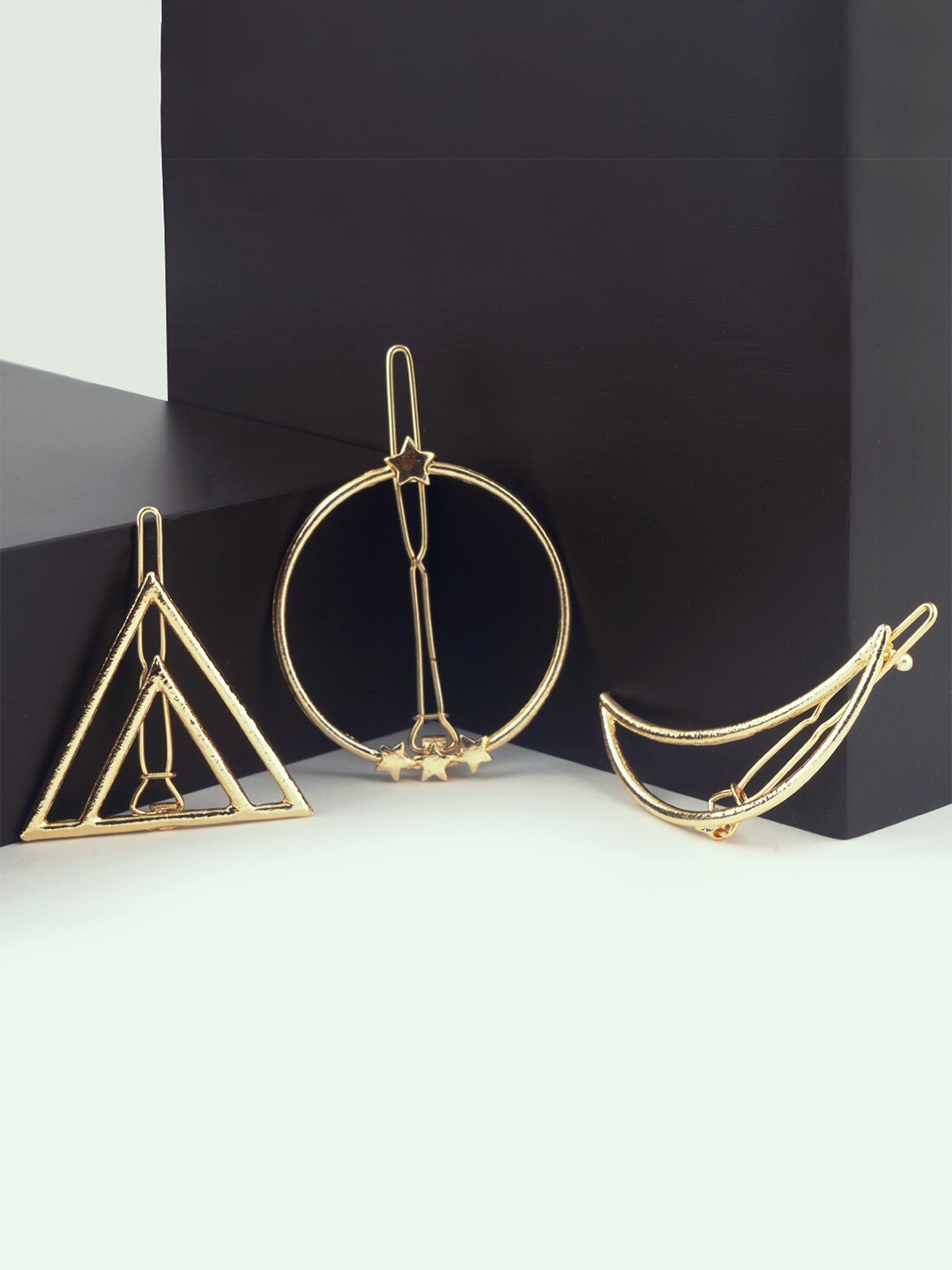 

BELLEZIYA Women Set of 3 Gold-Toned Alligator Hair Clips