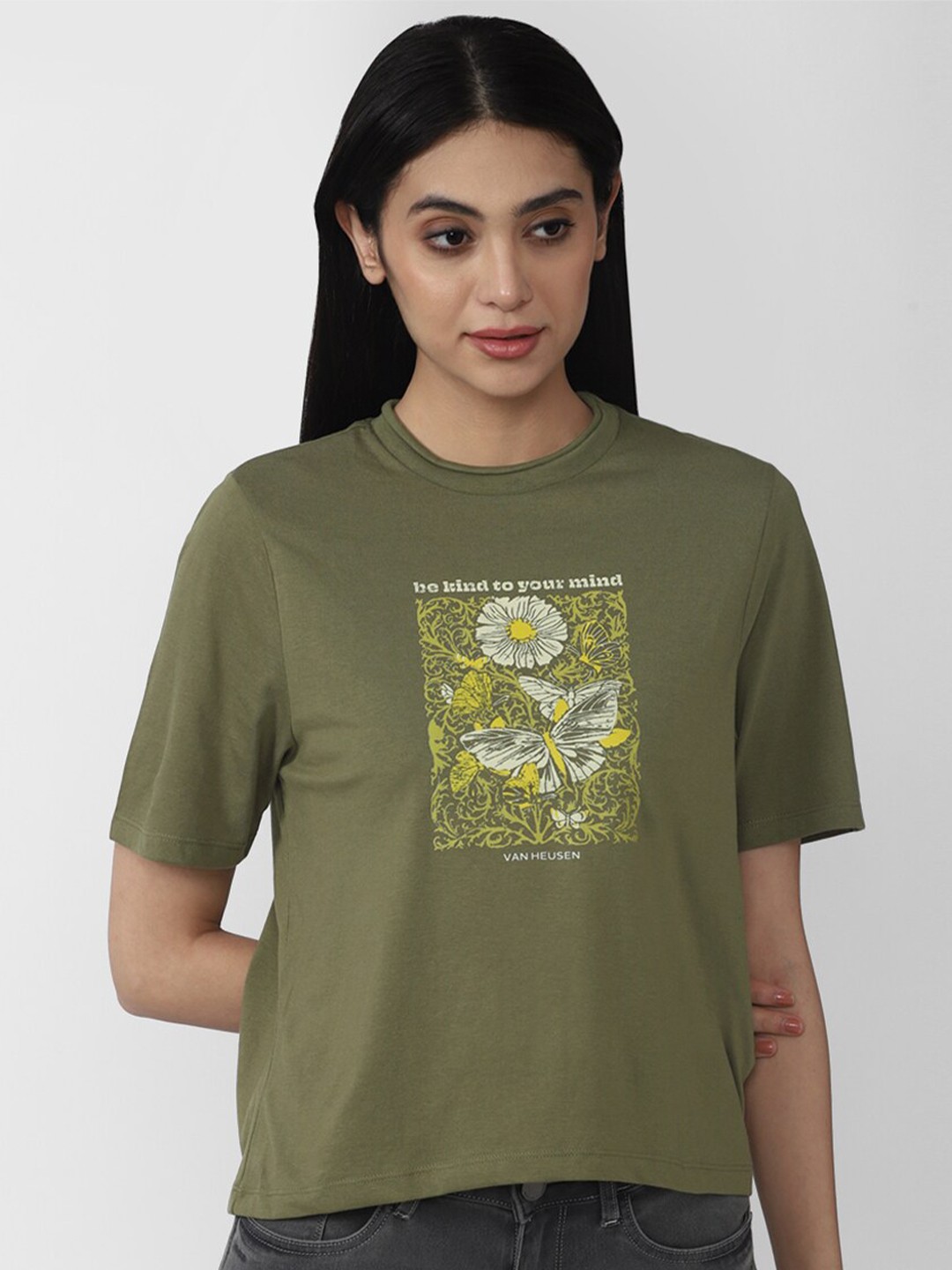 

Van Heusen Woman Green Graphic Printed Top