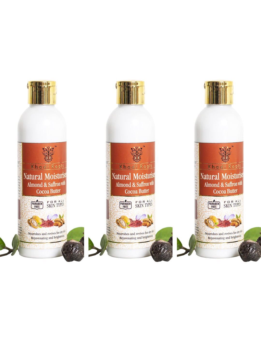 

Khadi Roots Set of 3 Almond & Saffron Natural Moisturizer with Cocoa Butter-200ml Each, White