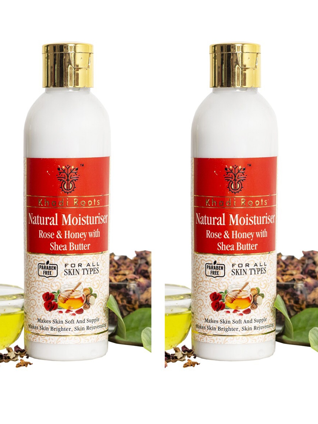 

Khadi Roots Set of 2 Rose & Honey Natural Body Moisturizer with Shea Butter - 200 ml Each, White