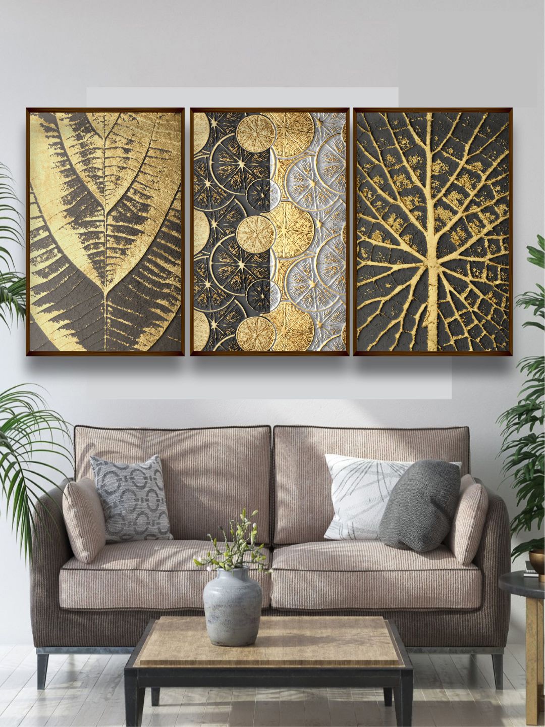 

The Art House Set Of 3 Brown Abstract Painting Wall Art