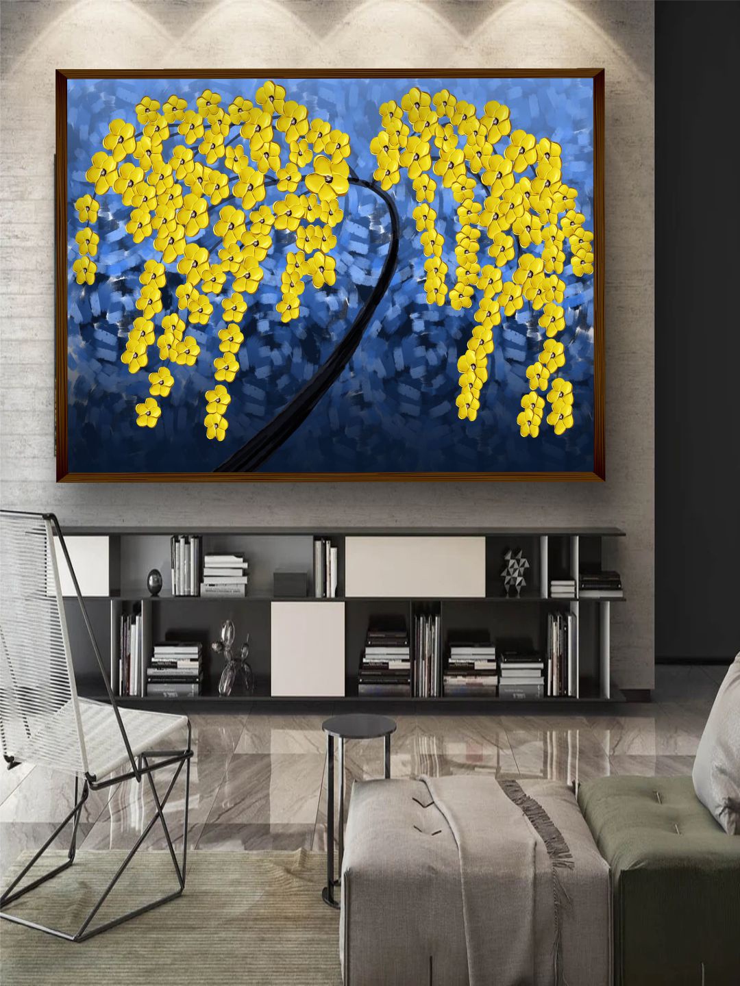 

The Art House Blue & Yellow Abstract Painting Wall Art, Multi