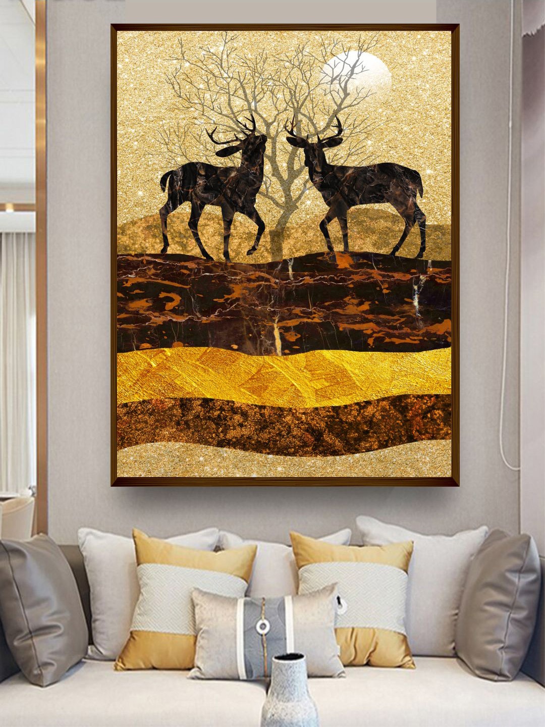 

The Art House Yellow & Black Abstract Painting Wall Art