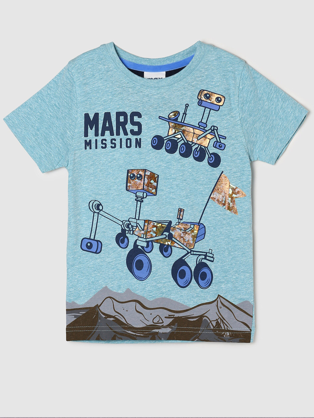 

max Boys Blue Printed T-shirt
