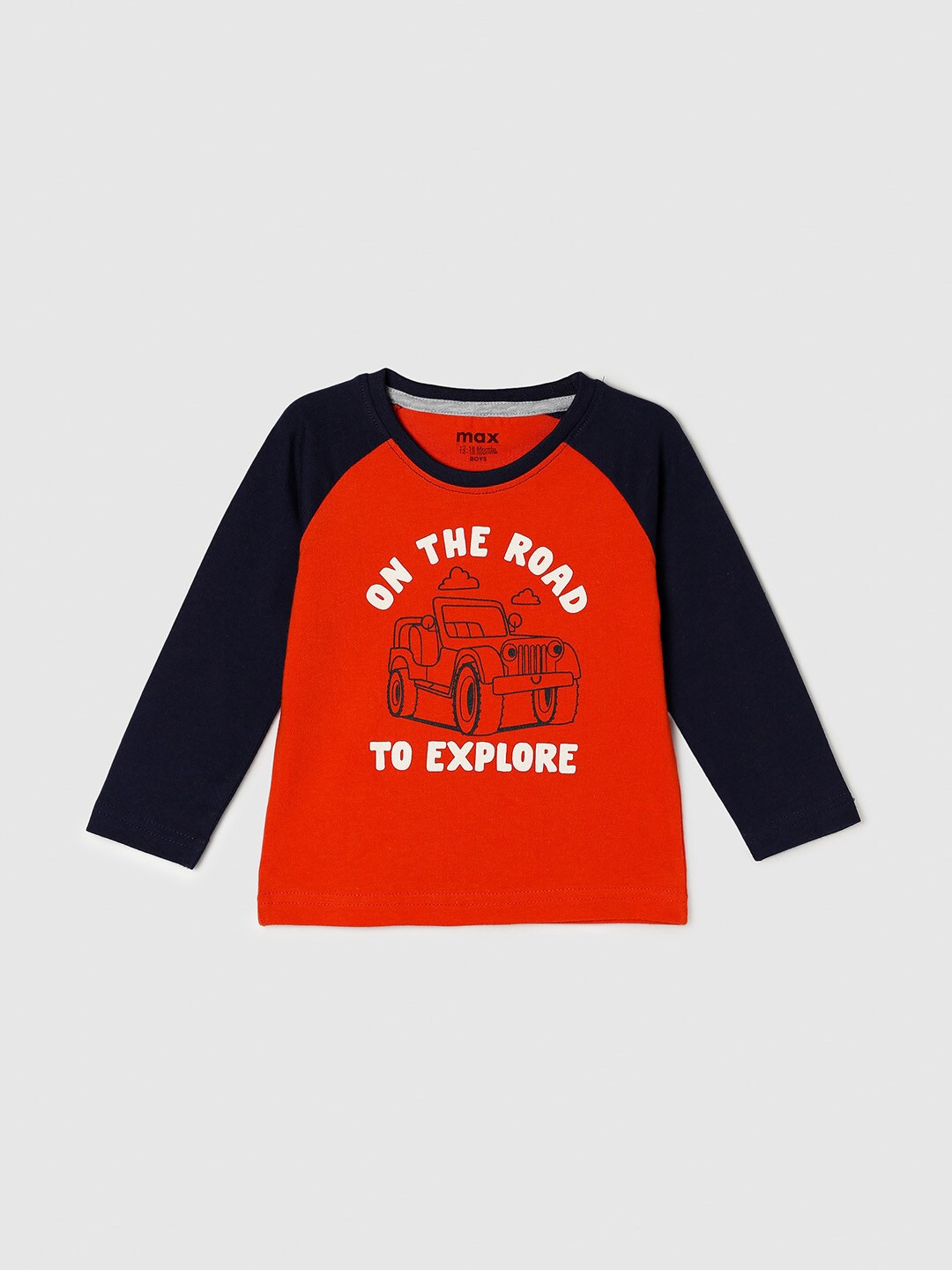 

max Boys Orange Printed T-shirt